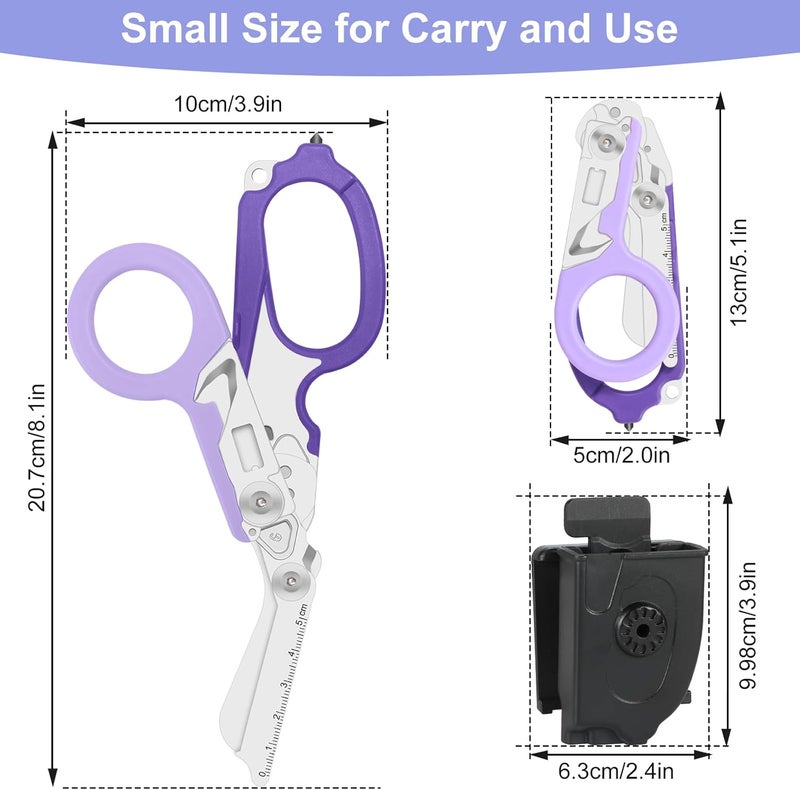 Lemasa 6-in-1 trauma shears - emergency responders, outdoor emergencies, medical staff, and outdoor camping, this combination clipper includes a folding storage box (Purple) - Image 2